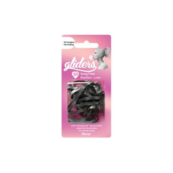 Gliders Snag Free Hair Elastics 30pc – Silver