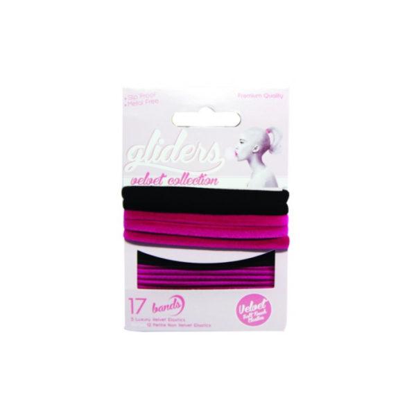 Gliders Velvet Collection 17pc – Black/Pink