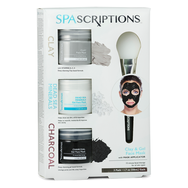 SpaScriptions Gel Mask Pack – 3pc (Clay, Charcoal, Dead Sea Minerals)