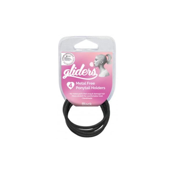 
Gliders Premium Metal Free Ponytail Holders 4pc – Black