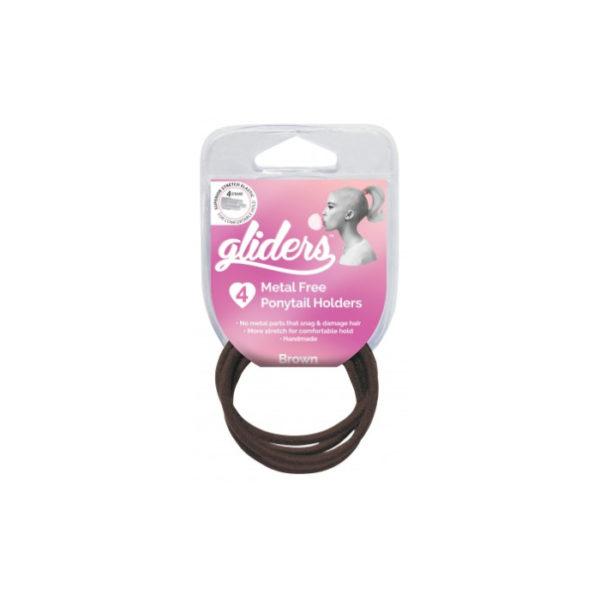 
Gliders Premium Metal Free Ponytail Holders 4pc – Brown