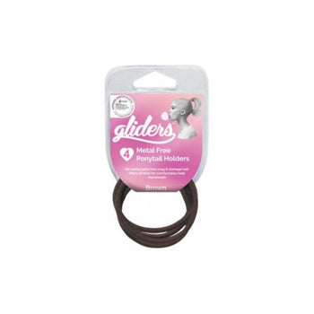 
Gliders Premium Metal Free Ponytail Holders 4pc – Brown