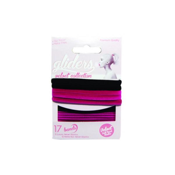 
Gliders Velvet Collection 17pc – Black/Pink
