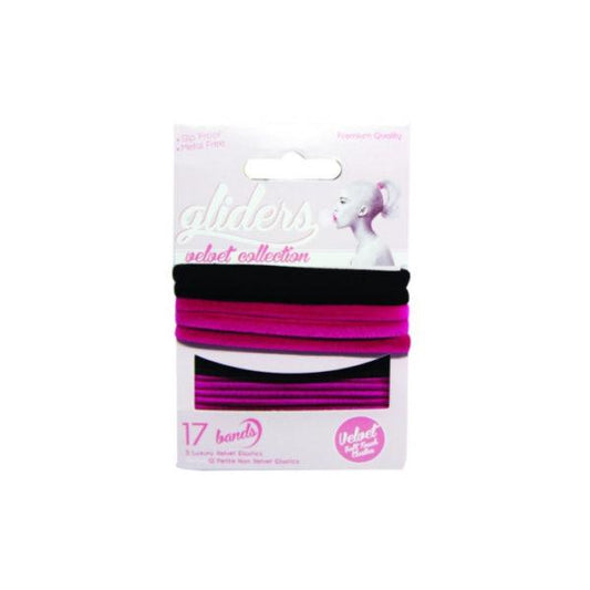 
Gliders Velvet Collection 17pc – Black/Pink