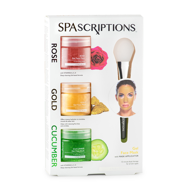 
	SpaScriptions Gel Mask Pack – 3pc (Rose, Gold, Cucumber)